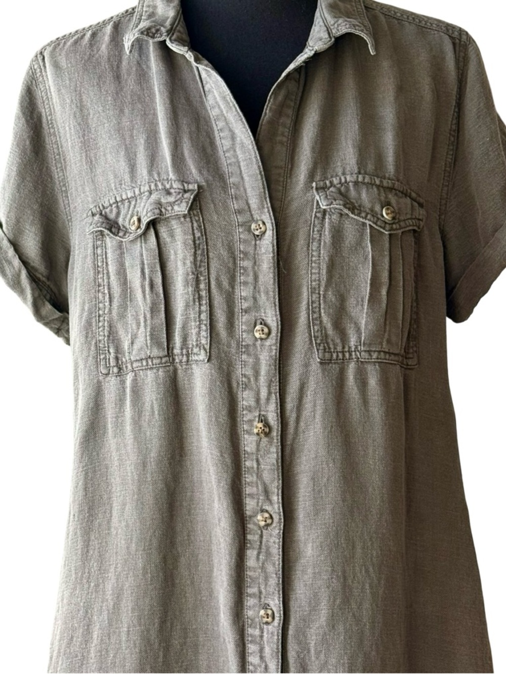 Lucky Brand Linen Utility Midi Shirt Dress with Belt Size Large - Picture 5 of 9